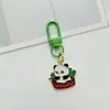 Chaveiro de panda de liga de desenho animado para atacado, pingente pequeno, folha de bambu, fecho de mola, pequeno acessório, pingente para bolsa