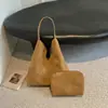 Bolsa Tote Casual para Mujer, Gran Capacidad, Nuevo Bolso de Hombro Vintage 2026 para Viajes al Trabajo, Bolso Cubo Madre e Hija de Gamuza