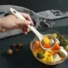 Cuchara Sopera Grande Resistente a Altas Temperaturas de Fibra de Trigo con Mango Largo para Uso Doméstico, Adecuada para Servir Gachas, Cuchara Sopera Pequeña de Estilo Japonés y Coreano para Cocina, Cuchara de Plástico