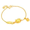 Versión coreana de la pulsera KT chapada en oro, joyería de oro duro 3D chapada en cobre, pulsera con cabeza de gato y moneda europea para mujer, venta directa al contado de fábrica