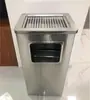 Cubo de basura de acero inoxidable para baño con apertura directa sin tapa, tapa abatible lateral, cubo de basura cuadrado comercial para entrada de ascensor