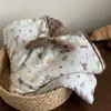 Manta de Gasa de Doble Capa de Algodón Puro Manta de Frijol Frijol Manta Cubierta para Todas las Estaciones para Niños con Dibujos Animados Manta Suavizante para Cochecito de Bebé y Niño Pequeño Manta Pequeña con Orejas para Sofá