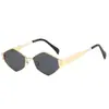 Gafas de Sol Estilo Nuevo con Borde Dorado Arco del Triunfo, Protección Solar para Mujer, Cara Pequeña, Gafas de Sol de Alta Gama, Forma Ovalada Polygonal Metálica Retro