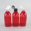 Botella cuadrada de cuello largo con tapa abatible 250ml botella con tapa de mariposa botella para tónico botella para rocío puro botella cuadrada para champú acondicionador