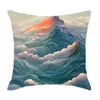 2024 nueva funda de almohada abstracta de montaña cian para cojín de cintura, sofá, mesita de noche, decoración del hogar, funda de cojín, venta al por mayor