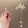 Novo Grampo de Cabelo Flor com Franja Estilo Chinês, Estilo de Nicho de Luxo Leve, Grampo de Cabelo Estilo Antigo, Acessório de Cabelo Exquisito com Design de Saia Facial de Cavalo Hanfu