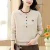 Suéter de Lana de Moda para Mamá para Mujer, Suéter Cálido de Lana de Cuello Redondo Primavera y Otoño 2026, Suéter Base Grueso Holgado