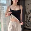 Camisola pequena quente de inverno feminina com forro de lã, top tubinho grosso e bonito com base de almofada no peito e parte interna