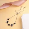 Pulsera Micro-incrustada Zircón Trébol de Cuatro Hojas Elegante Ajustable de Tirar Diseño Nicho Lujo Ligero Pulsera Combinable para Mujer