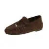 Mocasines Versátiles Versátiles Retro Estilo Británico Nuevo Estilo para Mujer Zapatos Totalmente Cerrados Zapatos de Persona Perezosa Individual Zapatos sin Cordones Gamuza Otoño 2026