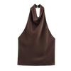 Moda Transfronteriza Europea y Americana Ins Popular Textura de Satén de Seda Elegante Top Halter
