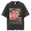 Talla Europea Transfronteriza Estampado de Anime Japonés Algodón Oversize para Hombre Vintage t