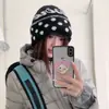 Gorro de punto jacquard con estampado de lunares y letras Melard para mujer, gorro de invierno 2026, gorro holgado estilo americano, turbante