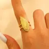 Anillo Abierto de Acero Inoxidable con Diseño Irregular de Flor y Hoja para Mujer con Textura y Estilo Único, Anillo Abierto para Dedo Índice