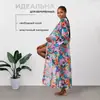 2026 Nuevo Cubre-traje de Playa con Estampado para Protección Solar para Mujer, Bata de Playa Holgada de Manga Larga, Túnica Musulmana Transpirable de Secado Rápido para Mujer