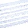 Cinta de Encaje de Lentejuelas Blanco Bordado Calado Borde de Falda de Vestido de Boda Accesorios Decorativos de Encaje Decoración de Tela para el Hogar