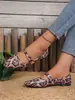 Zapatos Mary Jane vintage con estampado de leopardo transfronterizos europeos y americanos 2026 otoño para mujer, zapatos planos con punta redonda y corte bajo
