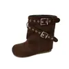 Botines cortos Boken retro versátiles de punta redonda para mujer, nuevo estilo otoño 2026, con hebilla de cinturón, botas de moda casual, cómodas, adelgazantes
