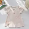 Vestido de Verano de Manga Corta para Bebé Niña de 26, Vestido Suave de Algodón Línea A con Cuello de Muñeca, Lindo y Elegante, Dropshipping de Comercio Exterior