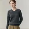 Baicaierong Outono/Inverno 2026 Suéter Feminino de Caxemira Gola V Design Versátil Malha de Lã