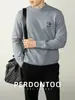 [Lana Modal] Suéter Grueso con Bordado de Polo para Hombre, Cálido de Invierno, Cuello Alto, Cómodo Tejido Básico