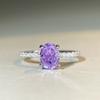 Anel de Prata Esterlina S925 Feminino Corte Flor de Gelo Diamante Roxo Corte Rideen Alto Senso Ao Vivo com Explosões Atacado