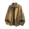 Chaqueta de solapa a bloques de color estilo retro americano transfronteriza para hombre, otoño holgada casual cómoda versátil chaqueta de dos piezas falsa
