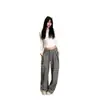 2026 Pantalones Largos Casuales de Estilo Perezoso para el Trabajo, de Cuadros, Holgados, Plisados, Pierna Recta, Línea A, Pierna Ancha