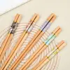 Pares de hashis de bambu de cinco cores com padrão de mármore, hashis à prova de mofo, hashis domésticos, 10 pares por pessoa, antiderrapantes, um hashi por pessoa, hashis de madeira