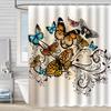 Cortina de Ducha de Tela Impermeable Resistente al Moho con Estampado Digital de Mariposas de Amazon para Baño, Partición de Tela para Ducha, Sin Perforaciones