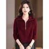26 Cardigan de Punto con Cremallera en Solapa para Mujer Holgado Muy Bonito Ropa de Abrigo Estilo Otoño/Invierno Chaqueta Suéter Corta para Persona Baja