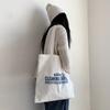 Verano Letras Simples Bolsa de Lona Portátil Cierre Bolso de Hombro Casual Bolsa de Tela Snack Compras Computadora Bolsa para Libros para Mujeres