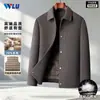 Abrigo de lana reversible para hombre de otoño e invierno con forro desmontable, cuello engrosado y estilo casual de negocios
