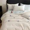 Colección de Ponis Blanco Leche~Juego de Ropa de Cama Bordado de Waffle 100% Algodón, Juego de Sábanas de Algodón Puro, Juego de Tres Piezas para Dormitorio de Estudiante