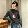 Otoño Invierno Casual Niños Bebé Elegante de Moda Niñas Camiseta de Terciopelo de Manga Larga Niños Medianos y Grandes Camiseta Base Rayada