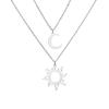 Colar Colar com Pingente Sol e Lua Feminino Moda Corrente para Clavícula em Aço Inoxidável Joias Presente para Amigos Novo Atacado