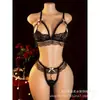 Lingerie sexy europeia e americana transfronteiriça para mulheres, conjunto uniforme de três peças transparente com detalhes em renda e pedrarias, disponível para dropshipping