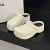 Zapatos Cerrados Simples con Textura y Suela Gruesa para Mujer, Nuevas Sandalias Antideslizantes 2026 Moda Half-Slip que Aumentan la Altura para Mujer