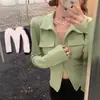Top dulce y picante ajustado camiseta de manga larga prenda exterior cárdigan pequeño para mujer