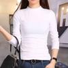 Camiseta negra de manga larga para mujer con cuello alto medio, camiseta básica de fondo para mujer, ropa interior para primavera y otoño para mujer, nuevo top cálido 2023 para mujer, adelgazante