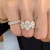 Anillo de plata de ley S925 con zircón ovalado para mujer, diseño de nicho, banda fina con incrustaciones de diamantes, apilable, anillo abierto ajustable para el dedo índice, producto nuevo