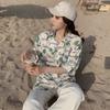 Camisa Floral de Manga Corta para Vacaciones en Sanya para Mujer Estilo Hawaiano Ins Súper Hada Playa Costera Ropa Estilo Hong Kong
