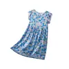 Vestido Floral de Verão para Meninas, Vestido Princesa de Algodão e Seda para Meninas, Vestido Longo Combinando Mãe e Filha de Seda de Gelo