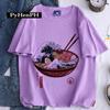 Playera para Mujer 2023 Estilo Japonés Retro Estampado Monstruo Fideos Verano Pareja Hombre y Mujer Cuello Redondo