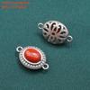 Anillo Doble de Plata de Ley S925 con Cera de Abejas, Ágata Roja del Sur y Lapislázuli Anillo Doble Accesorios, Materiales Hechos a Mano DIY Doble Oreja Vintage