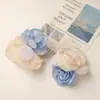 Estilo Hada Versión Coreana Dulce Organza Borde Quemado Rosa Ropa Hecha a Mano con Flor Elegante Broche Accesorios de Flor