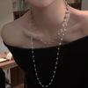 Nuevo Collar de Perlas de Lujo de Nicho con un Toque de Moda de Alta Gama, Doble Capa para Otoño e Invierno, Cadena Larga para Clavícula Cadena de Suéter