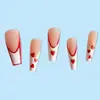 Uñas Francesas Postizas con Forma de Corazón Estilo Hot Girl Y2K, Puntas de Uñas Ballet Ultralargas, Uñas Postizas Mixtas de 24 Piezas al por Mayor