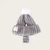Sombreros para Mascotas de Otoño e Invierno Sombreros de Lana Tejidos de Año Nuevo para Mascotas Gatos y Perros de Pelo Corto Calentadores con Orejas Expuestas Cubrecabezas con Pompón