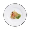 Juego de cuchillo para bistec, tenedor y plato estilo europeo, plato llano estilo occidental, vajilla de moda para el desayuno, plato para uso doméstico, plato creativo con líneas negras